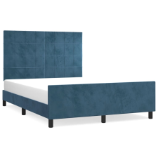 vidaXL sötétkék bársony ágykeret fejtámlával 140 x 200 cm (3125761) ágy és ágykellék