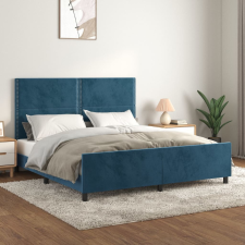 vidaXL sötétkék bársony ágykeret fejtámlával 180 x 200 cm ágy és ágykellék