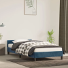 vidaXL Sötétkék bársony ágykeret fejtámlával 90x190 cm