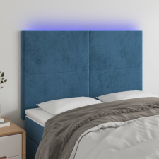vidaXL sötétkék bársony LED-es fejtámla 144x5x118/128 cm ágy és ágykellék