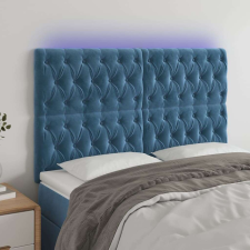 vidaXL sötétkék bársony LED-es fejtámla 160x7x118/128 cm ágy és ágykellék