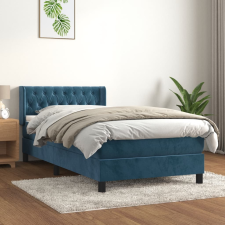 vidaXL sötétkék bársony rugós ágy matraccal 100 x 200 cm ágy és ágykellék