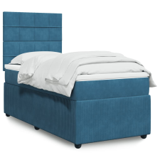 vidaXL sötétkék bársony rugós ágy matraccal 100 x 200 cm ágy és ágykellék