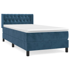 vidaXL sötétkék bársony rugós ágy matraccal 100 x 200 cm (3131127) ágy és ágykellék