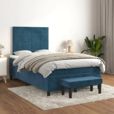vidaXL sötétkék bársony rugós ágy matraccal 120 x 200 cm ágy és ágykellék