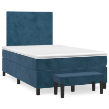 vidaXL sötétkék bársony rugós ágy matraccal 120 x 200 cm (3137717) ágy és ágykellék
