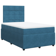 vidaXL sötétkék bársony rugós ágy matraccal 120 x 200 cm (3292314) ágy és ágykellék