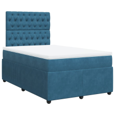 vidaXL sötétkék bársony rugós ágy matraccal 120x190 cm (3292296) ágy és ágykellék