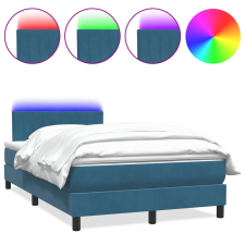vidaXL sötétkék bársony rugós ágy matraccal 120x210 cm (3317071) ágy és ágykellék
