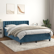 vidaXL sötétkék bársony rugós ágy matraccal 140x190 cm ágy és ágykellék