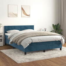 vidaXL sötétkék bársony rugós ágy matraccal 140x190 cm ágy és ágykellék