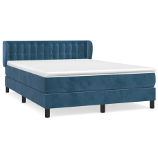 vidaXL sötétkék bársony rugós ágy matraccal 140x190 cm (3127731) ágy és ágykellék