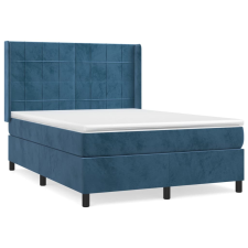 vidaXL sötétkék bársony rugós ágy matraccal 140x190 cm (3132679) ágy és ágykellék