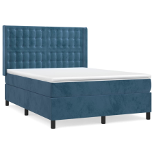 vidaXL sötétkék bársony rugós ágy matraccal 140x190 cm (3132919) ágy és ágykellék