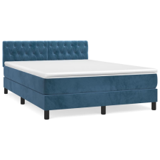 vidaXL sötétkék bársony rugós ágy matraccal 140x190 cm (3141483) ágy és ágykellék