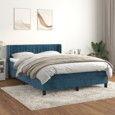 vidaXL sötétkék bársony rugós ágy matraccal 140x200 cm ágy és ágykellék