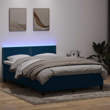 vidaXL sötétkék bársony rugós ágy matraccal 140x210 cm ágy és ágykellék