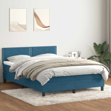 vidaXL sötétkék bársony rugós ágy matraccal 140x220 cm ágy és ágykellék