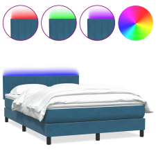 vidaXL sötétkék bársony rugós ágy matraccal 140x220 cm (3317125) ágy és ágykellék