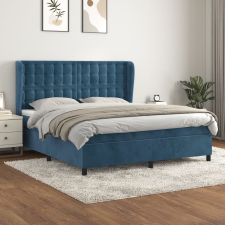 vidaXL sötétkék bársony rugós ágy matraccal 160x200 cm ágy és ágykellék