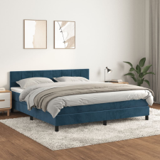 vidaXL sötétkék bársony rugós ágy matraccal 160x200 cm ágy és ágykellék
