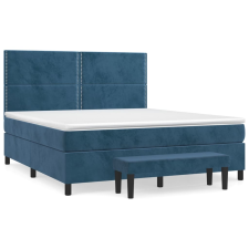 vidaXL sötétkék bársony rugós ágy matraccal 160x200 cm ágy és ágykellék