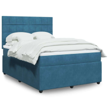 vidaXL sötétkék bársony rugós ágy matraccal 160x200 cm ágy és ágykellék