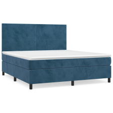 vidaXL sötétkék bársony rugós ágy matraccal 160x200 cm (3142915) ágy és ágykellék