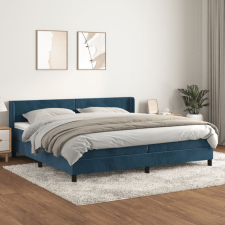 vidaXL sötétkék bársony rugós ágy matraccal 200x200 cm ágy és ágykellék