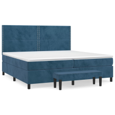 vidaXL sötétkék bársony rugós ágy matraccal 200x200 cm (3137807) ágy és ágykellék