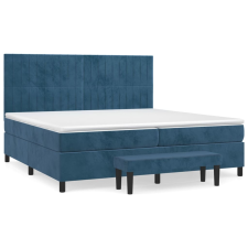vidaXL sötétkék bársony rugós ágy matraccal 200x200 cm (3137987) ágy és ágykellék