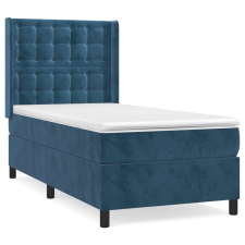vidaXL sötétkék bársony rugós ágy matraccal 90 x 200 cm (3132901) ágy és ágykellék