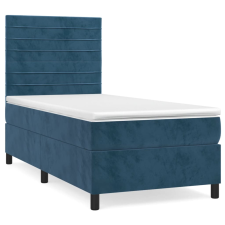 vidaXL sötétkék bársony rugós ágy matraccal 90 x 200 cm (3143065) ágy és ágykellék
