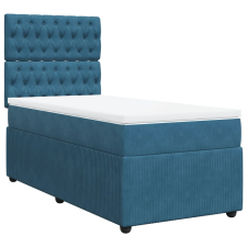 vidaXL sötétkék bársony rugós ágy matraccal 90 x 200 cm (3292248) ágy és ágykellék