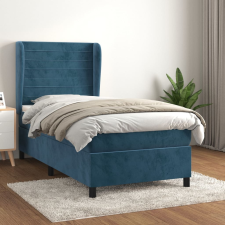 vidaXL sötétkék bársony rugós ágy matraccal 90x190 cm ágy és ágykellék
