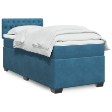 vidaXL sötétkék bársony rugós ágy matraccal 90x190 cm ágy és ágykellék