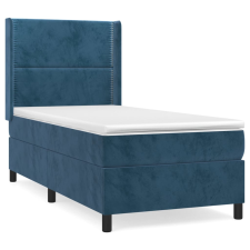 vidaXL sötétkék bársony rugós ágy matraccal 90x190 cm (3132595) ágy és ágykellék