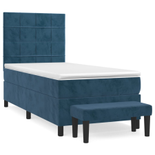 vidaXL sötétkék bársony rugós ágy matraccal 90x190 cm (3137819) ágy és ágykellék