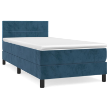 vidaXL sötétkék bársony rugós ágy matraccal 90x190 cm (3141279) ágy és ágykellék
