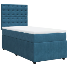 vidaXL sötétkék bársony rugós ágy matraccal 90x190 cm (3292230) ágy és ágykellék