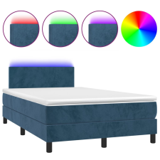 vidaXL sötétkék bársony rugós és LED-es ágy matraccal 120x200 cm (3134277) ágy és ágykellék