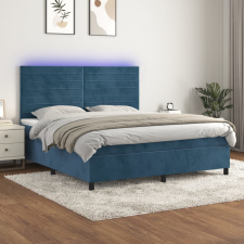 vidaXL sötétkék bársony rugós és LED-es ágy matraccal 180x200 cm ágy és ágykellék