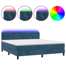 vidaXL sötétkék bársony rugós és LED-es ágy matraccal 180x200 cm (3134601) ágy és ágykellék