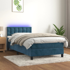vidaXL sötétkék bársony rugós és LED-es ágy matraccal 90x190 cm ágy és ágykellék