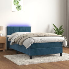 vidaXL sötétkék bársony rugós és LED-es ágy matraccal 90x190 cm ágy és ágykellék
