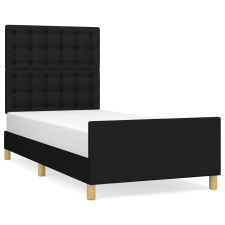 vidaXL sötéts szövet ágykeret fejtámlával 100 x 200 cm (3125359) ágy és ágykellék