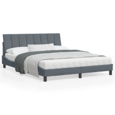 vidaXL Sötétszürke bársony ágykeret LED-es világítással 160 x 200 cm ágy és ágykellék