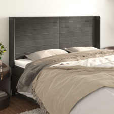 vidaXL sötétszürke bársony fejtámla szárnyakkal 203x16x118/128 cm ágy és ágykellék
