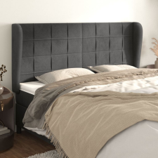 vidaXL sötétszürke bársony fejtámla szárnyakkal 203x23x118/128 cm ágy és ágykellék