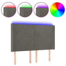 vidaXL sötétszürke bársony LED-es fejtámla 147x16x118/128 cm (3123817) ágy és ágykellék